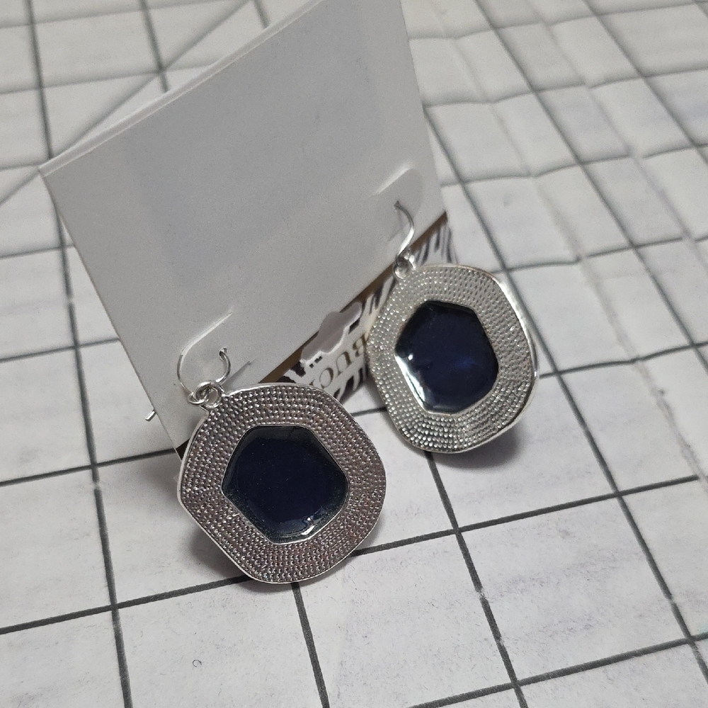 Dana Buchman Blue and Silver Dangle Earrings - Picture 4 of 5
